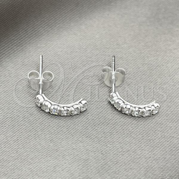 Sterling Silver Stud Earring, with White Crystal, Polished, Silver Finish, 02.406.0017.01