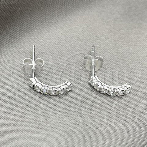 Sterling Silver Stud Earring, with White Crystal, Polished, Silver Finish, 02.406.0017.01