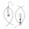 Sterling Silver Long Earring, Star Design, Polished, Rhodium Finish, 02.367.0002