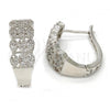 Rhodium Plated Huggie Hoop, with White Micro Pave, Polished, Rhodium Finish, 02.217.0033.1.20