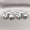 Rhodium Plated Stud Earring, Bow Design, Polished, Rhodium Finish, 02.60.0158.1