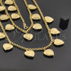 Oro Laminado Necklace, Bracelet and Anklet, Gold Filled Style Heart Design, Golden Finish, 06.63.0152