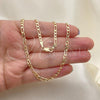 Oro Laminado Basic Necklace, Gold Filled Style Figaro Design, Polished, Golden Finish, 5.222.017.16