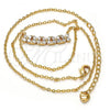 Oro Laminado Pendant Necklace, Gold Filled Style Flower Design, with White Cubic Zirconia, Polished, Golden Finish, 04.213.0049.16