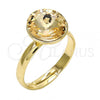 Oro Laminado Multi Stone Ring, Gold Filled Style with Light Silk Swarovski Crystals, Polished, Golden Finish, 01.239.0001.10 (One size fits all)