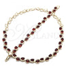 Oro Laminado Necklace and Bracelet, Gold Filled Style Heart Design, with Garnet and White Cubic Zirconia, Polished, Golden Finish, 06.284.0010.3