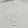 Sterling Silver Fancy Anklet, Shell Design, Polished, Silver Finish, 03.409.0092.10