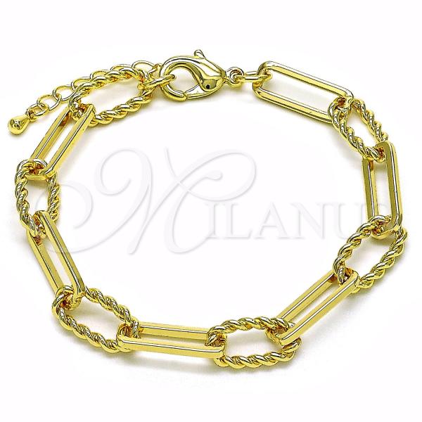 Oro Laminado Fancy Bracelet, Gold Filled Style Polished, Golden Finish, 03.415.0003.07