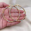 Oro Laminado Medium Hoop, Gold Filled Style Hollow Design, Diamond Cutting Finish, Tricolor, 02.196.0145.70