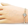 Oro Laminado Fancy Bracelet, Gold Filled Style Four-leaf Clover and Ball Design, Polished, Golden Finish, 03.414.0003.07