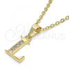 Oro Laminado Fancy Pendant, Gold Filled Style Initials Design, with White Cubic Zirconia, Polished, Golden Finish, 05.26.0024