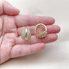 Oro Laminado Huggie Hoop, Gold Filled Style Leaf Design, with White Cubic Zirconia, Polished, Golden Finish, 02.283.0289.20