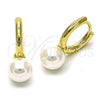 Oro Laminado Huggie Hoop, Gold Filled Style with Ivory Pearl, Polished, Golden Finish, 02.213.0575.18