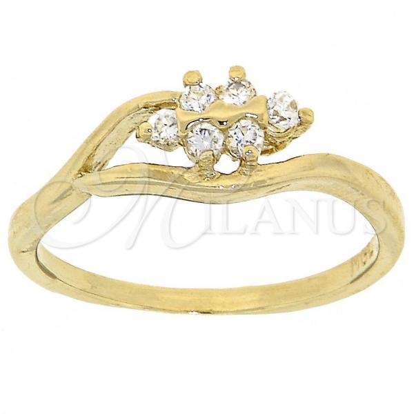 Oro Laminado Multi Stone Ring, Gold Filled Style with White Cubic Zirconia, Polished, Golden Finish, 5.165.027.06 (Size 6)