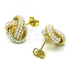 Oro Laminado Stud Earring, Gold Filled Style Love Knot Design, with Ivory Pearl, Polished, Golden Finish, 02.379.0051