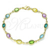 Oro Laminado Fancy Bracelet, Gold Filled Style with Multicolor Crystal, Polished, Golden Finish, 03.386.0016.07