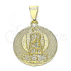 Oro Laminado Religious Pendant, Gold Filled Style Guadalupe Design, Polished, Golden Finish, 05.213.0129