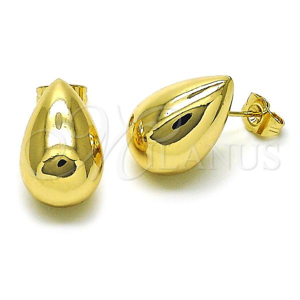 Oro Laminado Stud Earring, Gold Filled Style Chunky and Hollow Design, Polished, Golden Finish, 02.163.0321