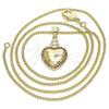 Oro Laminado Pendant Necklace, Gold Filled Style Heart Design, with Garnet Micro Pave, Polished, Golden Finish, 04.156.0320.2.20