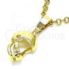 Oro Laminado Fancy Pendant, Gold Filled Style Diamond Cutting Finish, Golden Finish, 5.183.036