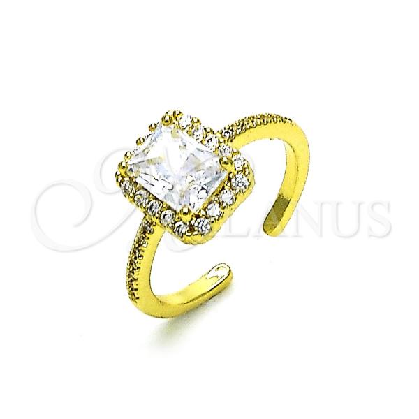 Oro Laminado Multi Stone Ring, Gold Filled Style with White Cubic Zirconia and White Micro Pave, Polished, Golden Finish, 01.341.0106