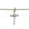 Rhodium Plated Pendant Necklace, Cross Design, with White Cubic Zirconia, Polished, Rhodium Finish, 04.284.0008.4.22