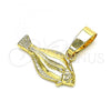 Oro Laminado Fancy Pendant, Gold Filled Style Fish Design, Diamond Cutting Finish, Golden Finish, 5.180.038