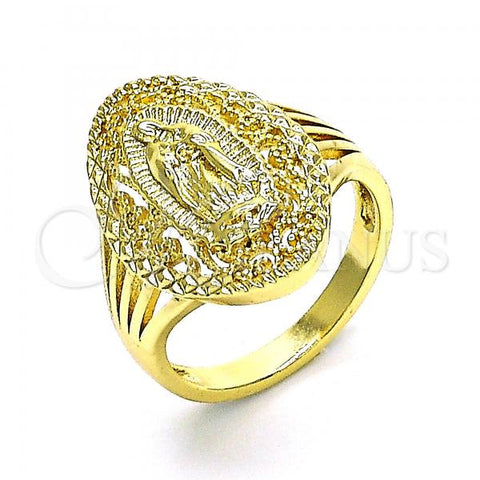 Oro Laminado Elegant Ring, Gold Filled Style Guadalupe Design, Polished, Golden Finish, 01.380.0032.08