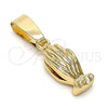 Oro Laminado Religious Pendant, Gold Filled Style Hand Design, Diamond Cutting Finish, Golden Finish, 5.182.036