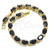 Oro Laminado Fancy Bracelet, Gold Filled Style with Black and White Cubic Zirconia, Polished, Golden Finish, 03.206.0004.9.07