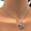 Rhodium Plated Pendant Necklace, Teddy Bear Design, with Aquamarine and Aurore Boreale Swarovski Crystals, Polished, Rhodium Finish, 04.239.0041.9.18