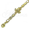 Oro Laminado Fancy Bracelet, Gold Filled Style Mariner and Turtle Design, Polished, Golden Finish, 03.63.2277.08