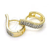 Oro Laminado Huggie Hoop, Gold Filled Style with White Cubic Zirconia, Polished, Two Tone, 02.210.0119.15