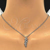 Sterling Silver Pendant Necklace, Leaf Design, with White Micro Pave, Polished, Rhodium Finish, 04.336.0025.16
