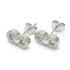 Sterling Silver Stud Earring, Infinite and Heart Design, with White Cubic Zirconia, Polished, Rhodium Finish, 02.336.0029