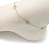 Oro Laminado Fancy Anklet, Gold Filled Style Star and Rolo Design, with White Micro Pave, Polished, Golden Finish, 03.213.0288.10