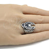 Stainless Steel Mens Ring, Eagle Design, Black Enamel Finish, Steel Finish, 01.234.0002.12 (Size 12)