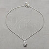 Sterling Silver Fancy Anklet, Star Design, Polished, Silver Finish, 03.409.0064.10