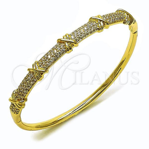 Oro Laminado Individual Bangle, Gold Filled Style with White Cubic Zirconia, Polished, Golden Finish, 07.283.0004.04