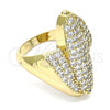 Oro Laminado Multi Stone Ring, Gold Filled Style with White Micro Pave, Polished, Golden Finish, 01.266.0042.08