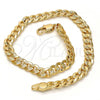 Gold Tone Basic Bracelet, Pave Cuban Design, Polished, Golden Finish, 04.242.0037.08GT