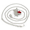 Rhodium Plated Pendant Necklace, Teddy Bear Design, with Siam and Aurore Boreale Swarovski Crystals, Polished, Rhodium Finish, 04.239.0041.8.18
