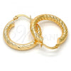 Oro Laminado Small Hoop, Gold Filled Style Hollow Design, Diamond Cutting Finish, Golden Finish, 5.139.011.25