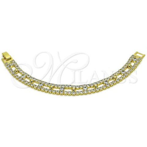Oro Laminado Tennis Bracelet, Gold Filled Style with White Cubic Zirconia, Polished, Golden Finish, 03.284.0036.07