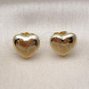 Oro Laminado Stud Earring, Gold Filled Style Heart Design, Polished, Golden Finish, 02.196.0187