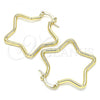Oro Laminado Medium Hoop, Gold Filled Style Star Design, Polished, Golden Finish, 02.170.0321.30