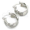 Rhodium Plated Small Hoop, with White Micro Pave, Polished, Rhodium Finish, 02.210.0265.4.15