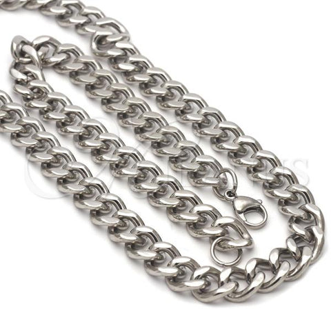 Stainless Steel Necklace and Bracelet, Steel Finish, 04.113.1737
