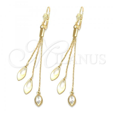 Oro Laminado Long Earring, Gold Filled Style Teardrop Design, with  Cubic Zirconia, Golden Finish, 5.089.003
