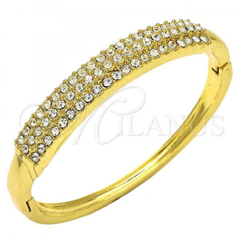Oro Laminado Individual Bangle, Gold Filled Style with White Crystal, Polished, Golden Finish, 07.252.0059.04 (04 MM Thickness, Size 4 - 2.25 Diameter)